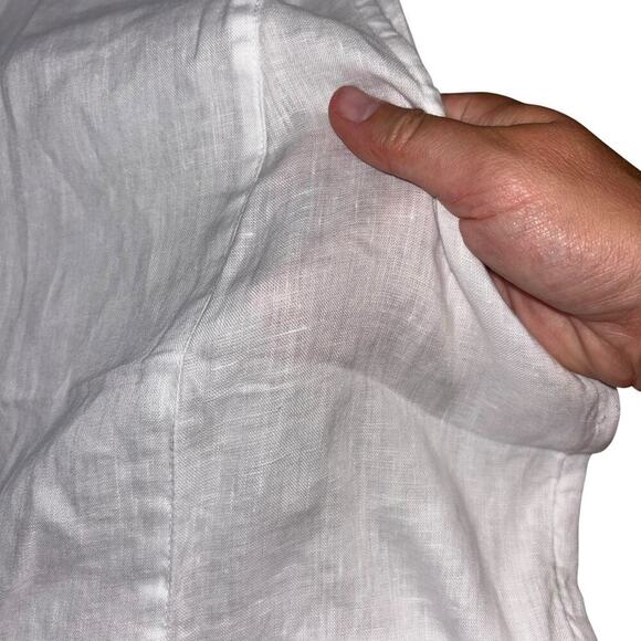 J. Jill 100% Linen White Tunic Button Down Blouse Women’s Sz L Preppy Old Money - Picture 13 of 14